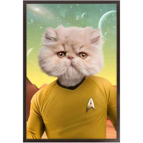 CAPTAIN QUIRK - Star Trek Inspired Custom Pet Portrait Framed Satin Paper Print