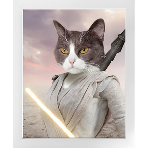 Light Rey - Rey Skywalker & Star Wars Inspired Custom Pet Portrait Framed Satin Paper Print