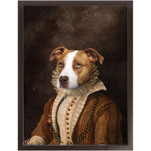 BARONESS OF BROWN - Renaissance Inspired Custom Pet Portrait Framed Satin Paper Print