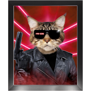 Kyle B Bakk - Arnold Schwarzenegger The Terminator Inspired Custom Pet Portrait Framed Satin Paper Print