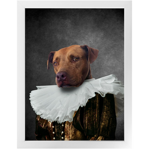 Duchess Courage - Renaissance Inspired Custom Pet Portrait Framed Satin Paper Print