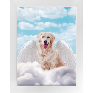 White Angel 2 - Heavenly Angels Inspired Custom Pet Portrait Framed Satin Paper Print