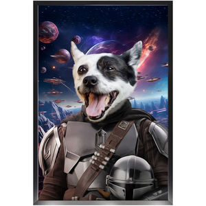 WANDERLORIAN IN SPACE - Mandalorian & Star Wars Inspired Custom Pet Portrait Framed Satin Paper Print