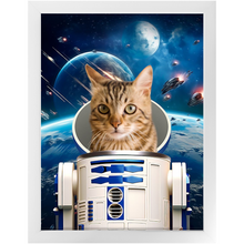 Load image into Gallery viewer, R.2.D.TOO IN SPACE - R2D2 &amp; Star Wars Inspired Custom Pet Portrait Framed Satin Paper Print