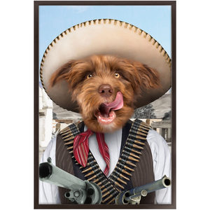 A Pawfull Of Pesos - Mexican Bandit Inspired Custom Pet Portrait Framed Satin Paper Print