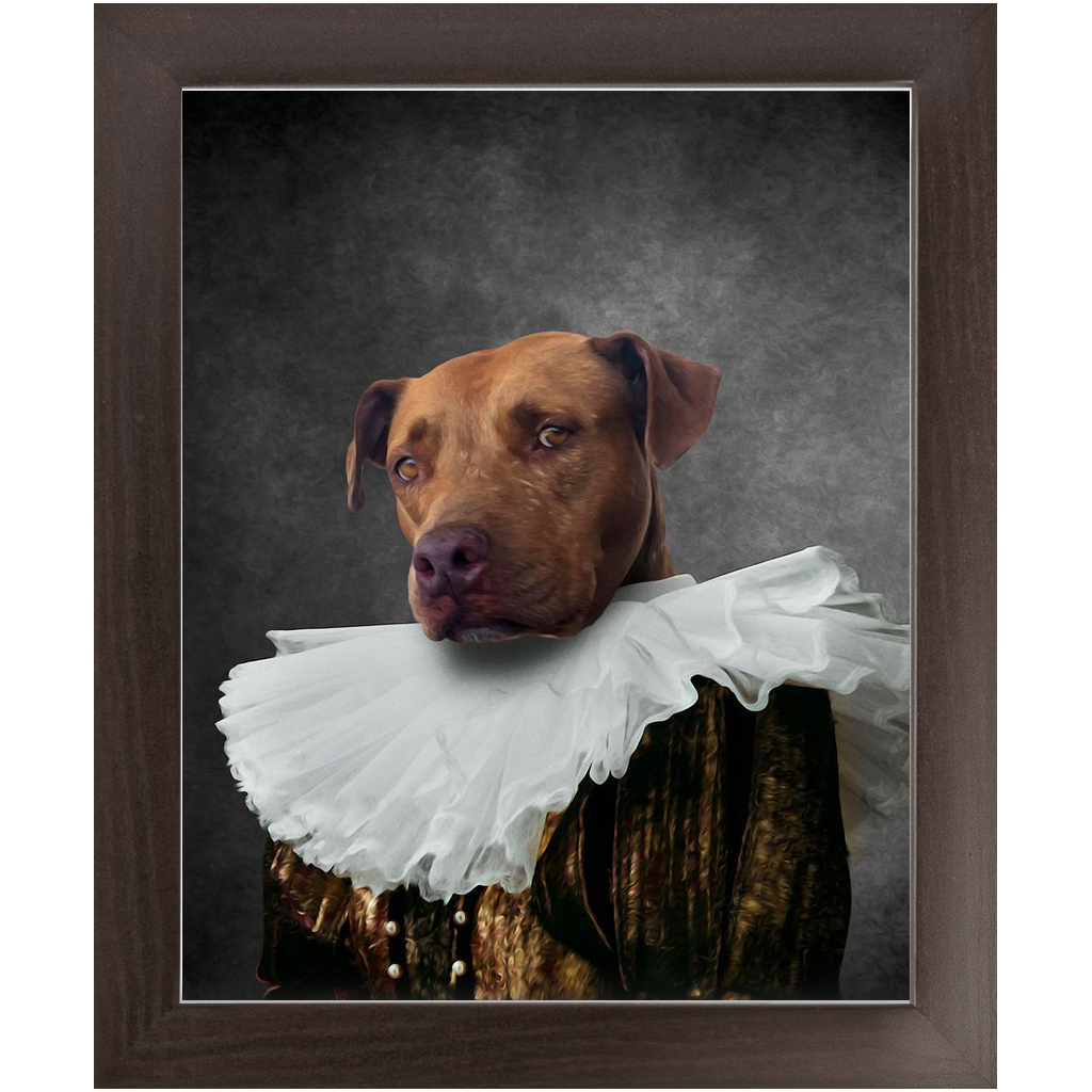 Duchess Courage - Renaissance Inspired Custom Pet Portrait Framed Satin Paper Print