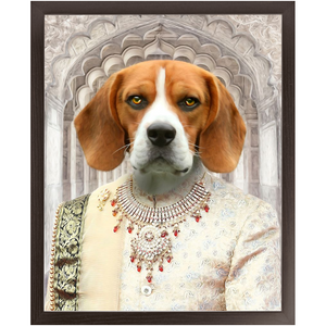 Raj Mahal - Royal Indian Prince Inspired Custom Pet Portrait Framed Satin Paper Print