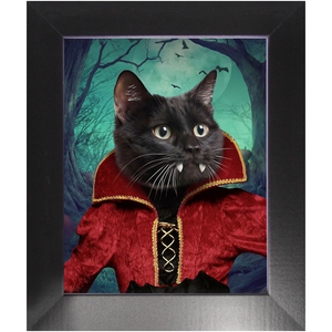 Vampiracle - Halloween & Vampires Inspired Custom Pet Portrait Framed Satin Paper Print