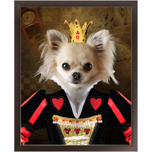 Load image into Gallery viewer, Teeny Queenie - The Queen of Hearts &amp; Alice in Wonderland Inspired Custom Pet Portrait Framed Satin Paper Print