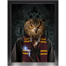 Load image into Gallery viewer, Gryfting Away - Harry Potter Inspired Custom Pet Portrait Framed Satin Paper Print