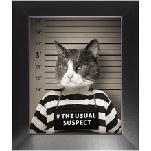Load image into Gallery viewer, The Usual Suspect - Gangster Mugshot Inspired Custom Pet Portrait Framed Satin Paper Print