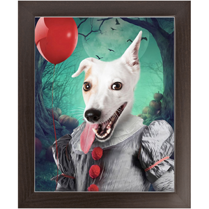 Manypies - Halloween, IT & Clown Inspired Custom Pet Portrait Framed Satin Paper Print