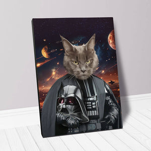 cat portrait in star wars inspired costume of darth vader
