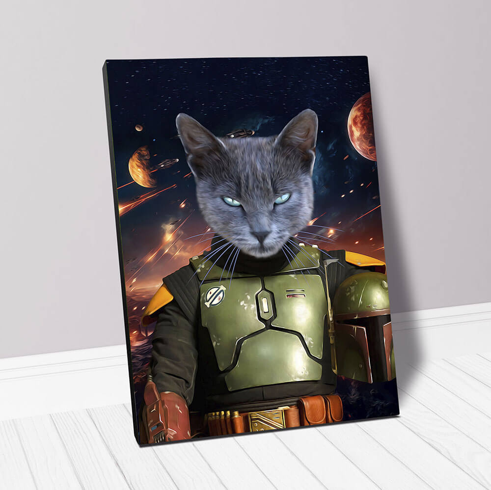 BOB AND FETCH IN SPACE - Boba Fett & Star Wars Inspired Custom Pet Portrait Canvas