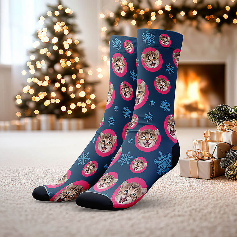 pet photo socks christmas collection snowflake