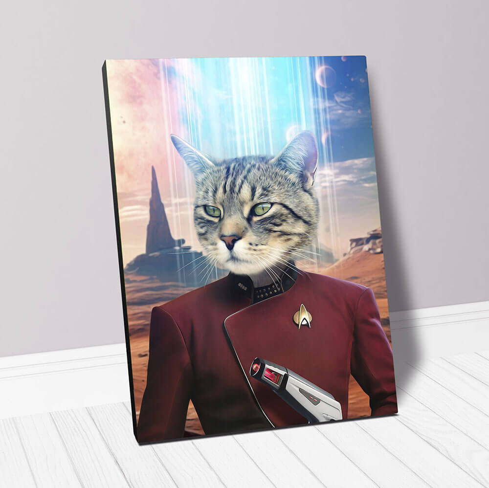 CAPTAIN DIGYARD - BEAMING DOWN - Star Trek Inspired Custom Pet Portrait Canvas