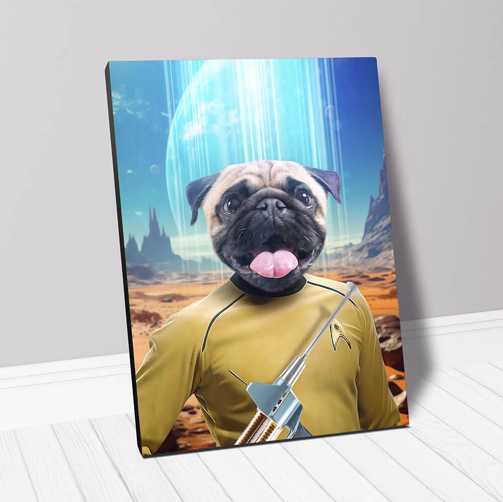 CAPTAIN QUIRK - BEAMING DOWN - Star Trek Inspired Custom Pet Portrait Canvas