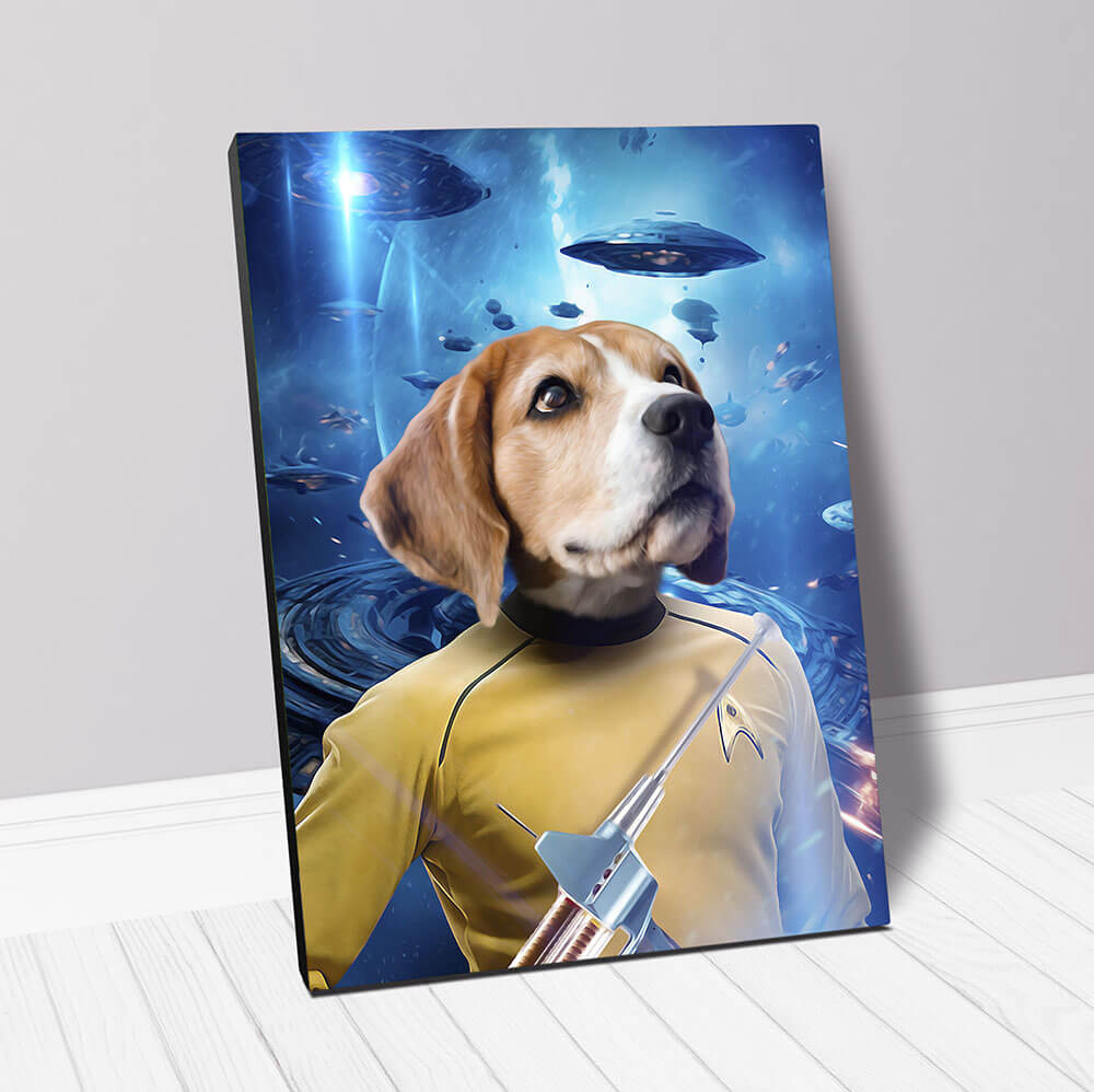 CAPTAIN QUIRK IN SPACE - Star Trek Inspired Custom Pet Portrait Canvas