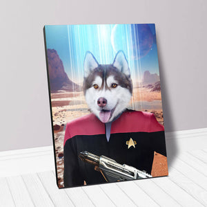CAPTAIN RUNAWAY - BEAMING DOWN - Star Trek Inspired Custom Pet Portrait Canvas