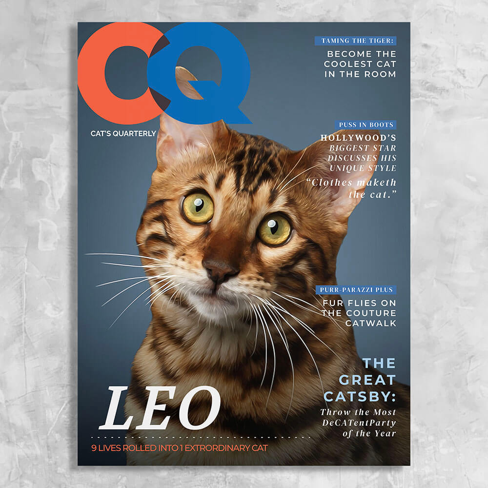 CQ - Personalised Cat Magazine Cover Canvas Print
