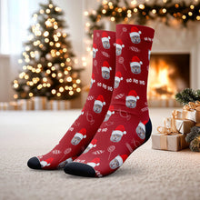 Load image into Gallery viewer, pet photo socks christmas collection santa hat ho ho ho