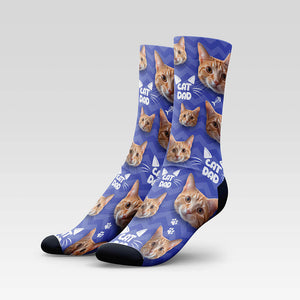 Cat Dad Custom Cat Socks With Your Kitty's Face