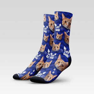 Cat Dad Custom Cat Socks With Your Kitty's Face