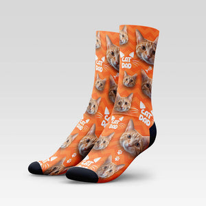 Cat Dad Custom Cat Socks With Your Kitty's Face