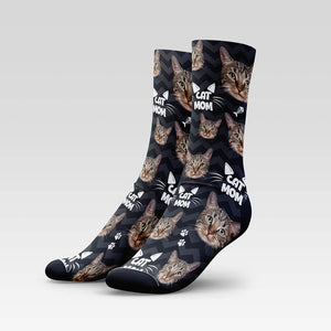 Cat Mom Custom Cat Socks With Your Kitty's Face