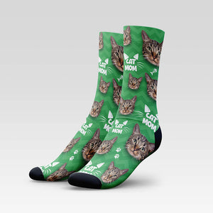 Cat Mom Custom Cat Socks With Your Kitty's Face