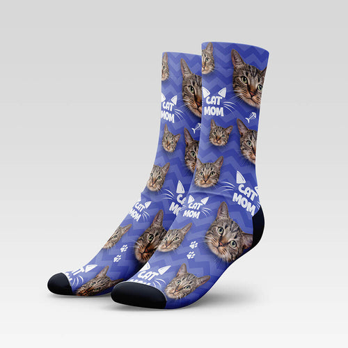 Cat Mom Custom Cat Socks With Your Kitty's Face