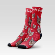 Load image into Gallery viewer, &quot;Cats Rule The World&quot; Custom Cat Socks With Your Kitty&#39;s Face