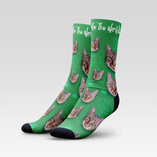 Load image into Gallery viewer, &quot;Cats Rule The World&quot; Custom Cat Socks With Your Kitty&#39;s Face