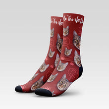 Load image into Gallery viewer, &quot;Cats Rule The World&quot; Custom Cat Socks With Your Kitty&#39;s Face