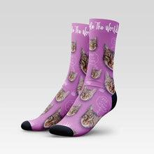 Load image into Gallery viewer, &quot;Cats Rule The World&quot; Custom Cat Socks With Your Kitty&#39;s Face