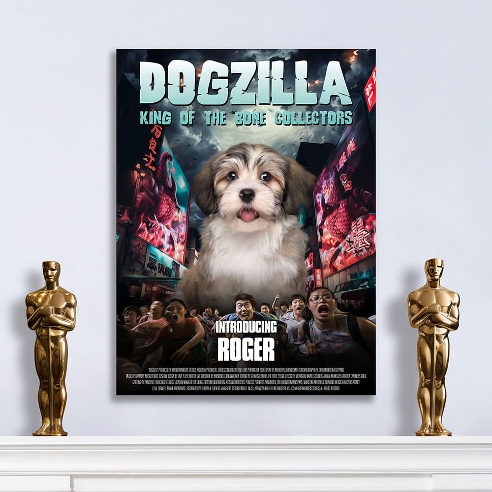 DOGZILLA Movie Poster - GODZILLA Inspired Custom Pet Portrait Canvas