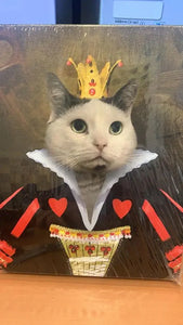 Teeny Queenie - The Queen of Hearts & Alice in Wonderland Inspired Custom Pet Portrait Canvas