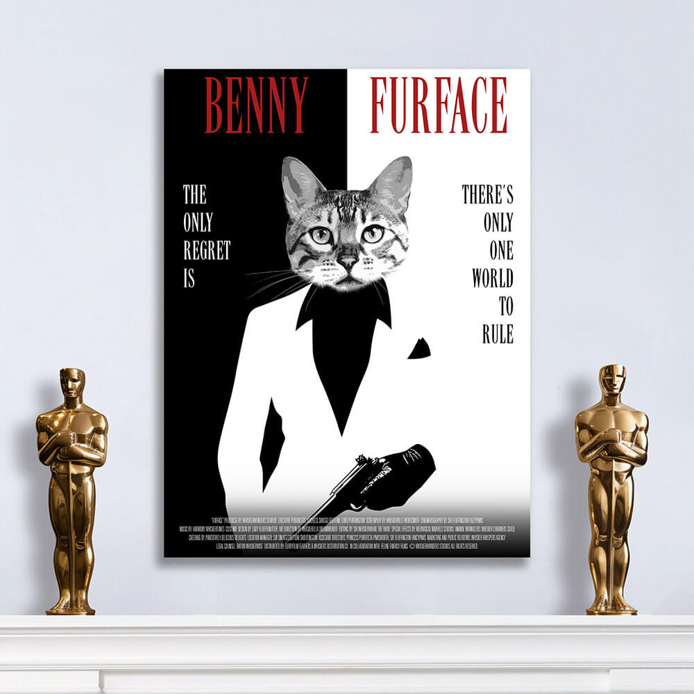 FURFACE Movie Poster - Scarface Inspired Custom Pet Portrait Canvas