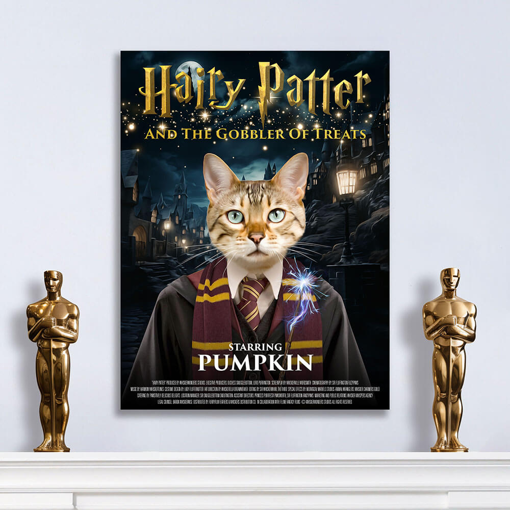 HAIRY PATTER Movie Poster - Harry Potter Inspired Custom Pet Portrait Canvas