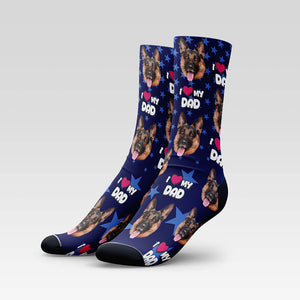 I Love My Dad Custom Pet Socks With Your Pet's Face