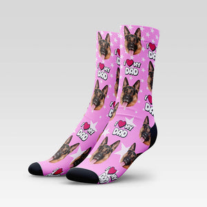 I Love My Dad Custom Pet Socks With Your Pet's Face