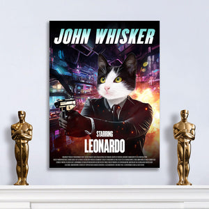JOHN WHISKER Movie Poster - John Wick Inspired Custom Pet Portrait Canvas