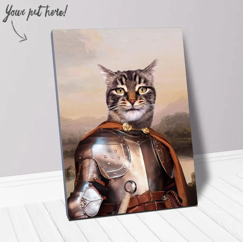 Knight In Brown Satin - Renaissance Inspired Custom Pet Portrait Canvas