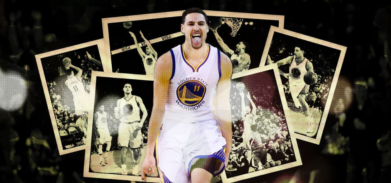 Collage of Klay's pictures with his main colored image in the center and multiple vintage filtered images in the background