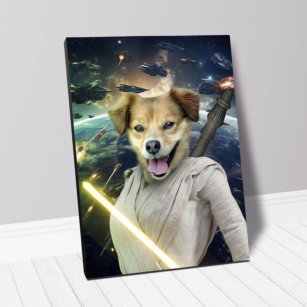 LIGHT REY IN SPACE - Rey Skywalker & Star Wars Inspired Custom Pet Portrait Canvas