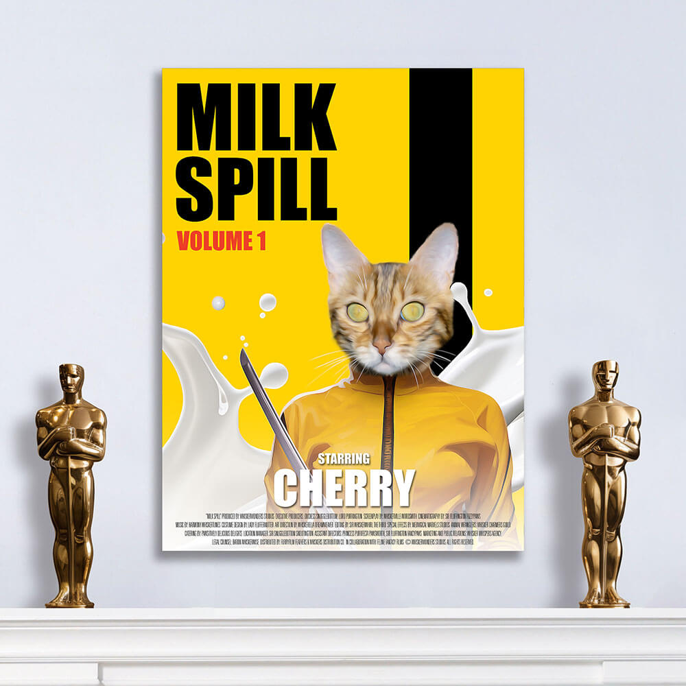 MILK SPILL Movie Poster - Kill Bill Inspired Custom Pet Portrait Canvas