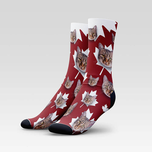 Maple Leaf Custom Pet Socks - Personalized With Your Pet's Face