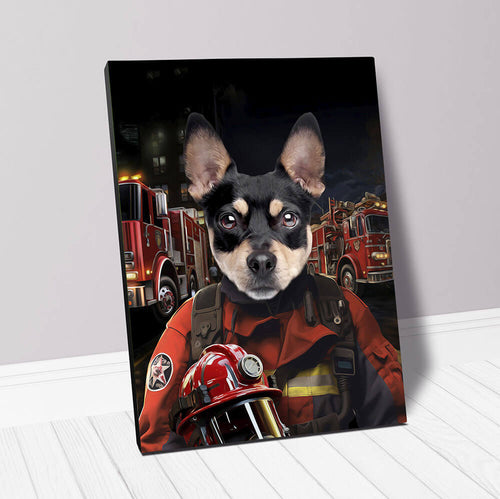ON FIRE - Firefighter Inspired Custom Pet Portrait Canvas