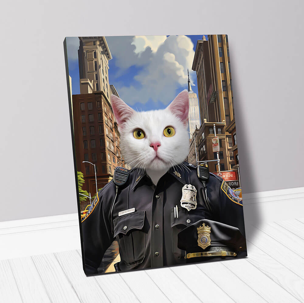 ON THE BEAT - Police Uniform Inspired Custom Pet Portrait Canvas