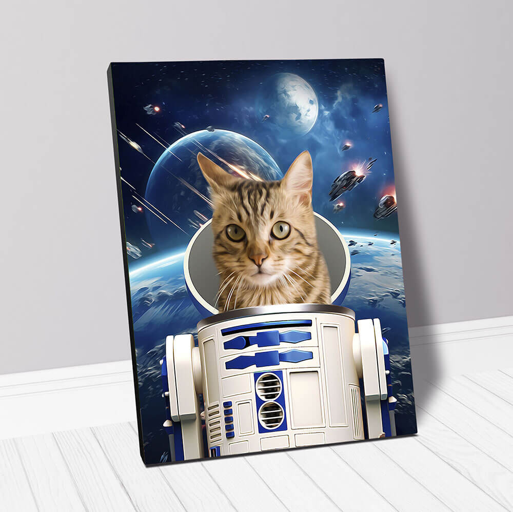 R.2.D.TOO IN SPACE - R2D2 & Star Wars Inspired Custom Pet Portrait Canvas